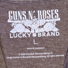 LUCKY BRAND Guns n Roses Mens Large Brown Casual Metal Music Rock Skull NWT
