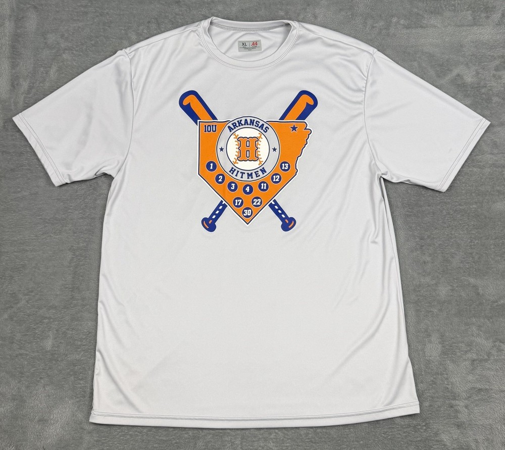 Arkansas Hitmen T-Shirt Mens XL Gray Logo Wicking UPF 44+ Cooling Baseball