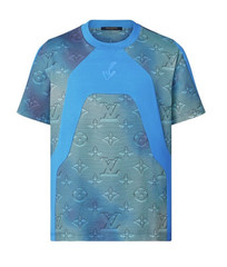 $1750 LOUIS VUITTON Men’s LV Monogram 2054 Intarsia Printed T-Shirt – Blue – XXL