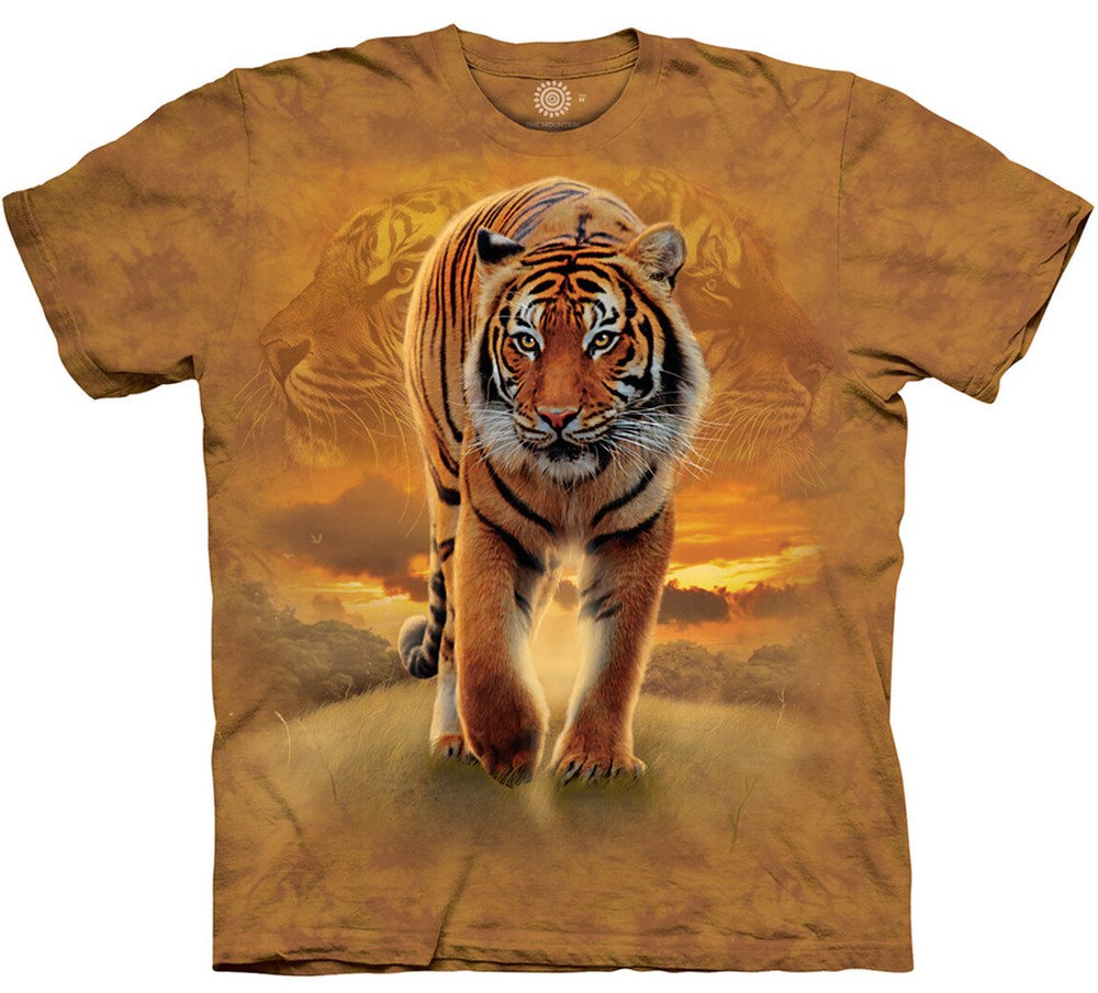 Rising Sun Tiger King Exotic Vintage Tigers Mountain Animal Orange T-Shirt S-3X