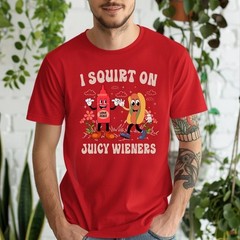 Retro Cartoon Suggestive Hot Dog T-Shirt, Funny Adult Humor BBQ Tee