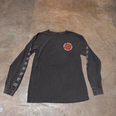 Santa Cruz Long Sleeve Logo T-Shirt Gray Red Graphic Print Skateboarding Style U