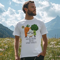 Mens Funny Vegan T Shirt Hang More With Vegetables Tee Veganism Top for Him
