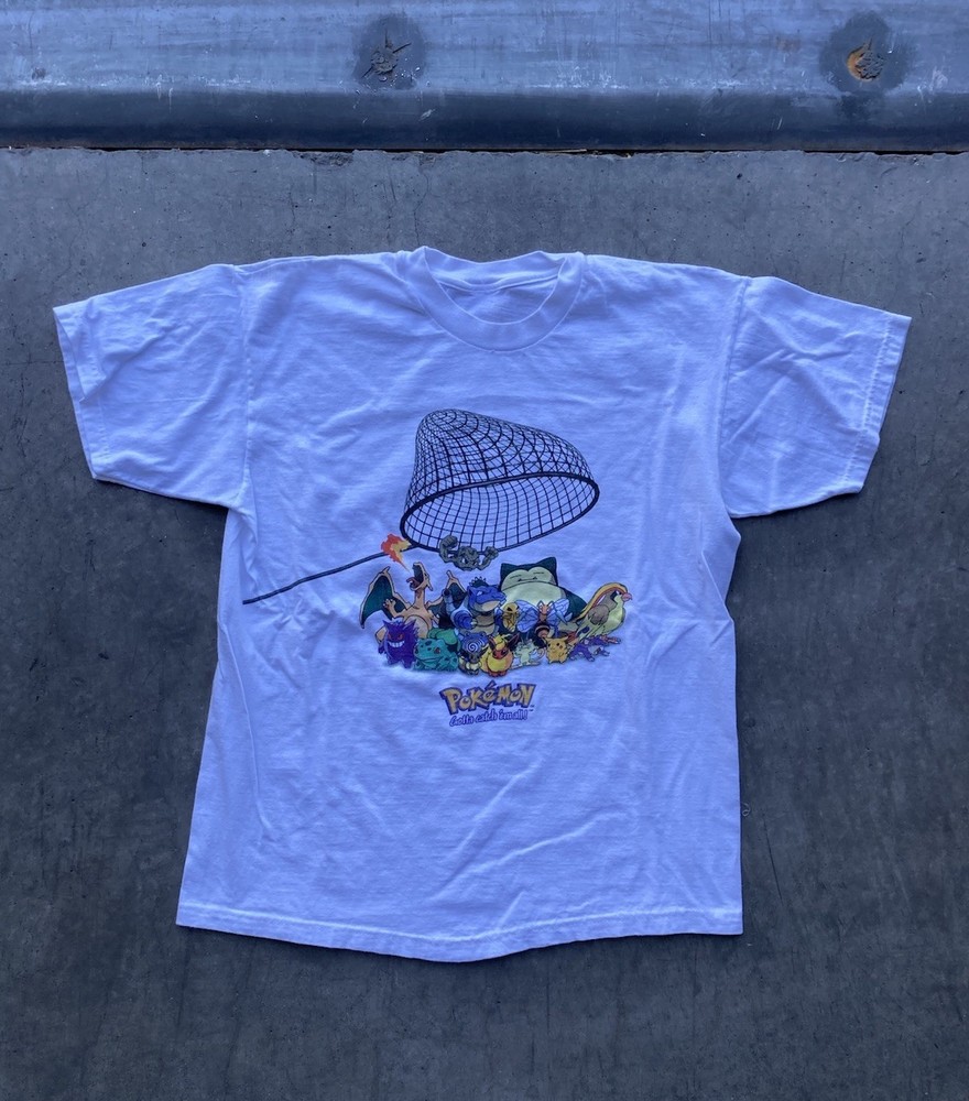 Vintage 1998 Pokémon Gotta Catch Em All Net Shirt Youth White 90s