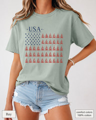 USA Sailboat Flag Comfort Colors Tee, Patriotic Coastal Fourth of July Shirt
