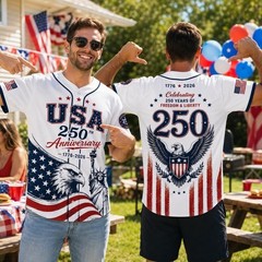 USA 250th Anniversary Baseball Jersey Statue of Liberty Eagle Patriotic Shirt