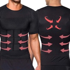 3 Pack Men Body Shaper Slimming Shirts Vest Compression Short Sleeve Shapewear