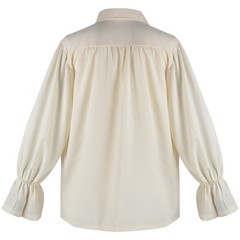 Medieval Lapel Pleated Puffy Sleeve Shirt Men Vintage Long Sleeve Cosplay Shirts