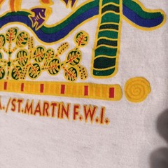 St. Maarten N.A F.W.I. Sun Palm Tree Caribbeant’s Cotton T-Shirt Sz XL – Stains