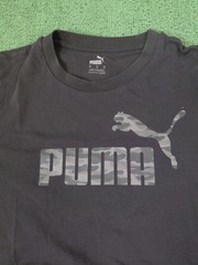 Puma Black & Gray Camo Text Logo Forever Better T Shirt Sz Medium