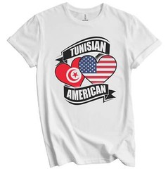 Tunisian American Hearts USA Tunisia Flags T-Shirt