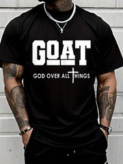 Funny Jesus Christian Printed T-Shirt Goat God Over All Things