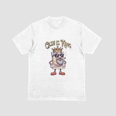 CASH IS KING Funny Cash Lover Tshirt Small Business Joke Cashless System Top