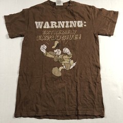 Disney World Warning Extremely Explosive Donald Duck Brown T-Shirt Sz S A940