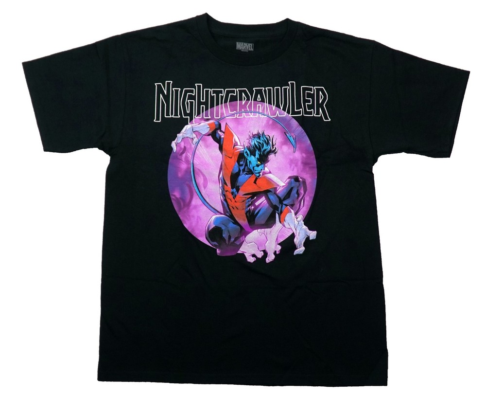 Nightcrawler Mesn T- Shirt – Marvel Crouching Inside Purple Circle