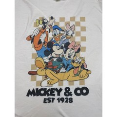 Disney Mickey & Co Est 1928 Graphic Tee White Mickey Minnie Goofy Pluto Small