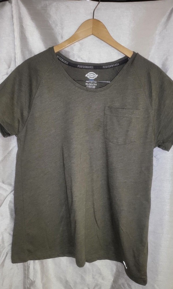 Dickies Performance T-Shirt Womens Sz XL Olive Green Cooling Temp IQ Pocket NWT