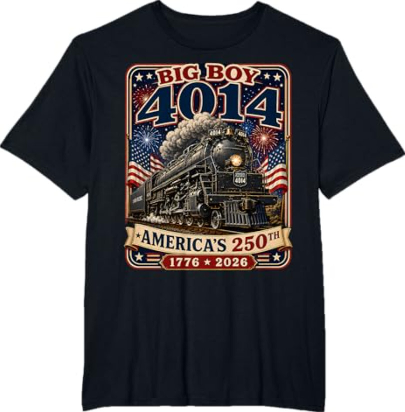 Big Boy 4014 Train 4th of July Retro US Flag Vintage Apparel T-Shirt