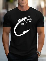 Fishing Hook Bass Graphic T-Shirt Funny Fisherman Angler Tee Gift for Men