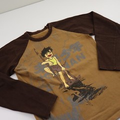 Vtg Future Boy Conan Anime Shirt Mens XS/S Long Sleeve Japan Graphic 70s 80s Tee