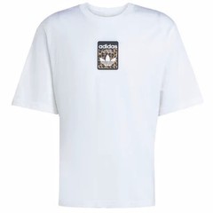 Adidas XL Men’s T Shirt White Oversized Retro Leopard Trefoil Graphic Cotton NWT