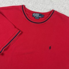 Vtg Polo Ralph Lauren T Shirt Mens Large Red Knit Mesh Short Sleeve Cotton Pony