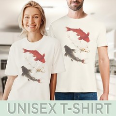 Koi Fish Graphic Tee Natural Shirt Aquatic Art Design