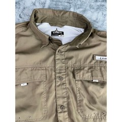 Habit Men’s L Performance Fishing Shirt Solar Factor Long Sleeve Tan Excellent