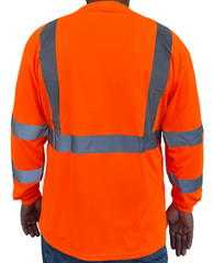 Class 2 Max-dry Moisture Wicking Mesh Long Sleeve Safety T-shirt, Neon Orange