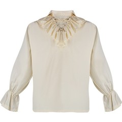 Medieval Lapel Pleated Puffy Sleeve Shirt Men Vintage Long Sleeve Cosplay Shirts