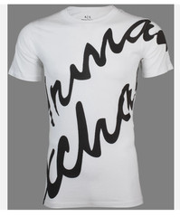 $50 ARMANI EXCHANGE White Black SCRIPT Short Sleeve Slim Fit Designer T-shirt