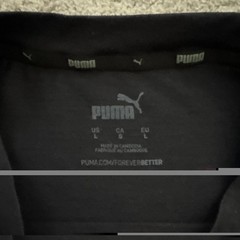 PUMA Black T Shirt White Logo Stretch Sweat Proof Forever Better Mens Large L