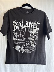 Balance Skull T Shirt Mens Large Black Dark Light💀☯️