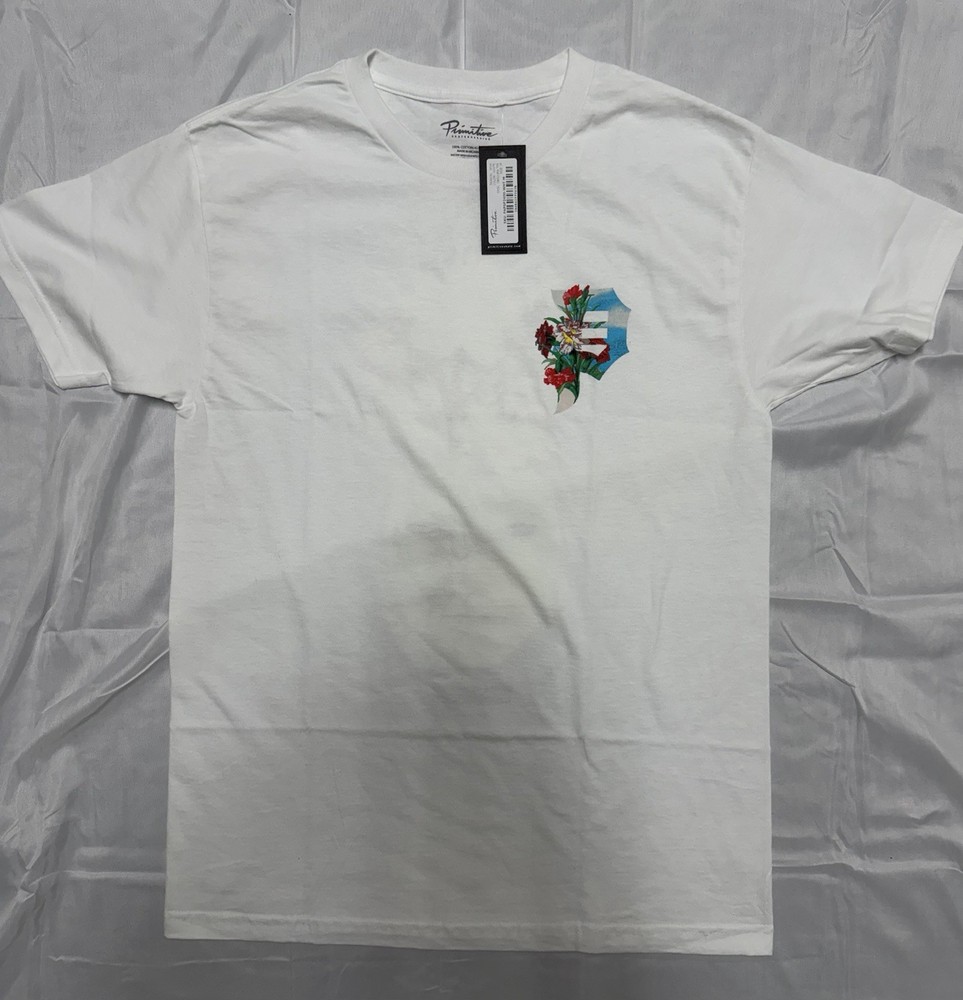 Primitive Skateboards White Tee With Floral Design Size M #skateboarding #floral