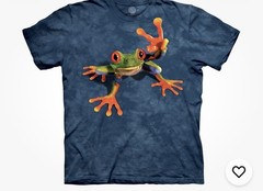 New Victory Frog Frogs Amphibian Red-Eyed Tree Blue Cotton Mountain T-Shirt Sm