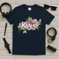 RESIST Flower Logo Floral Anti Trump Political Protest T-Shirt Unisex