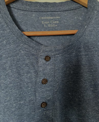 Croft & Barrow Easy Care Henley Shirt Mens L Blue Short Sleeve Cotton Casual