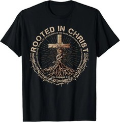 Rooted in Christ Shirt, Jesus Shirts, Christian Cross T-Shirt – All Size