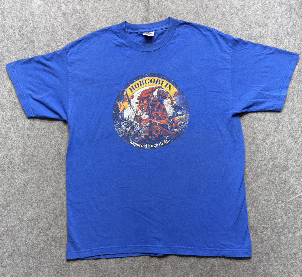 Hobgoblin Imported English Ale Shirt Mens XL Blue Graphic Fantasy Beer Tee