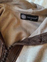 Kounouz Moroccan Fashion Men’s Brown Hoodie Tunic, Hand Made in Morocco Size L
