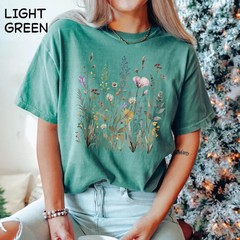 Wild Flowers Comfort Tee Shirt Nature Floral Soft Cotton Relax