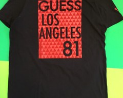 GUESS Los Angeles Men’s Short Sleeve T-Shirt Size LARGE Black w/Red Cotton NEW