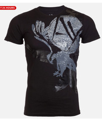 ARMANI EXCHANGE Black EAGLE Short Sleeve Slim Fit Designer Mens T-shirt NWT