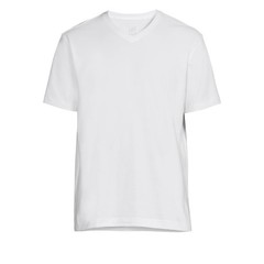 NEW George Men’s XL White Heavyweight V-Neck T-Shirt Blanks Thick Cotton 6 Pack