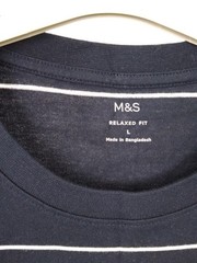 M&S Men’s 3Pcs Relaxed Fit Cotton T-shirts Size L Navy White Blue NEW