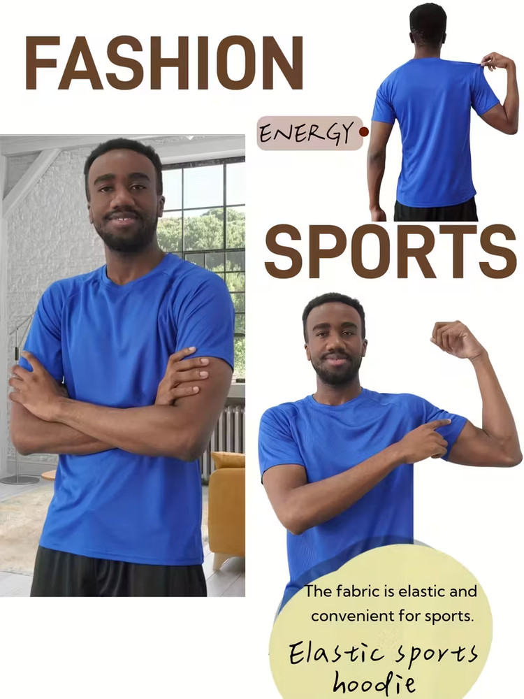 Blue T-Shirt, Premium Lightweight Quick-Dry Running, Hiking & Casual Wear