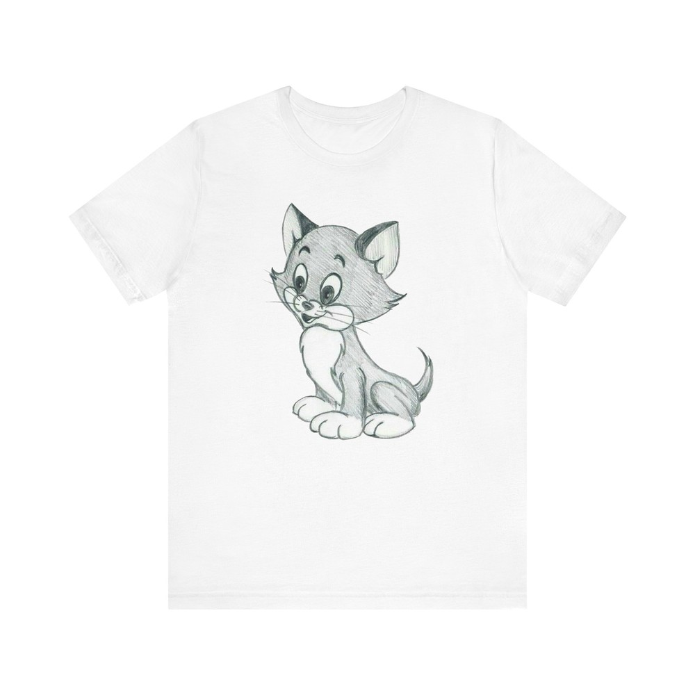 Vintage Inspired Cute Cartoon Drawing Kitten Unisex Jersey Short Sleeve Tee
