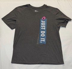 Nike Just Do It Shirt Mens L Gray Retro 90s Graphic Tee Athletic Cut Large EUC