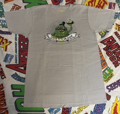 The Real GHOSTBUSTERS Cafe Ectoplasme SLIMER T-SHIRT TeeVillain 2 Movie Cartoon