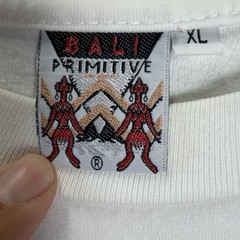 Vintage Art T Shirt Mens XL White Bali Primitive Native Hand Made Single Stitch